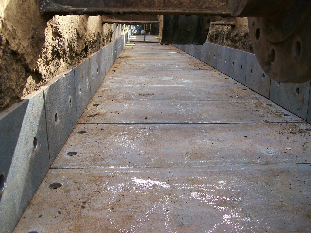 Complete conversion of 36" wide slat conveyor, including side liners