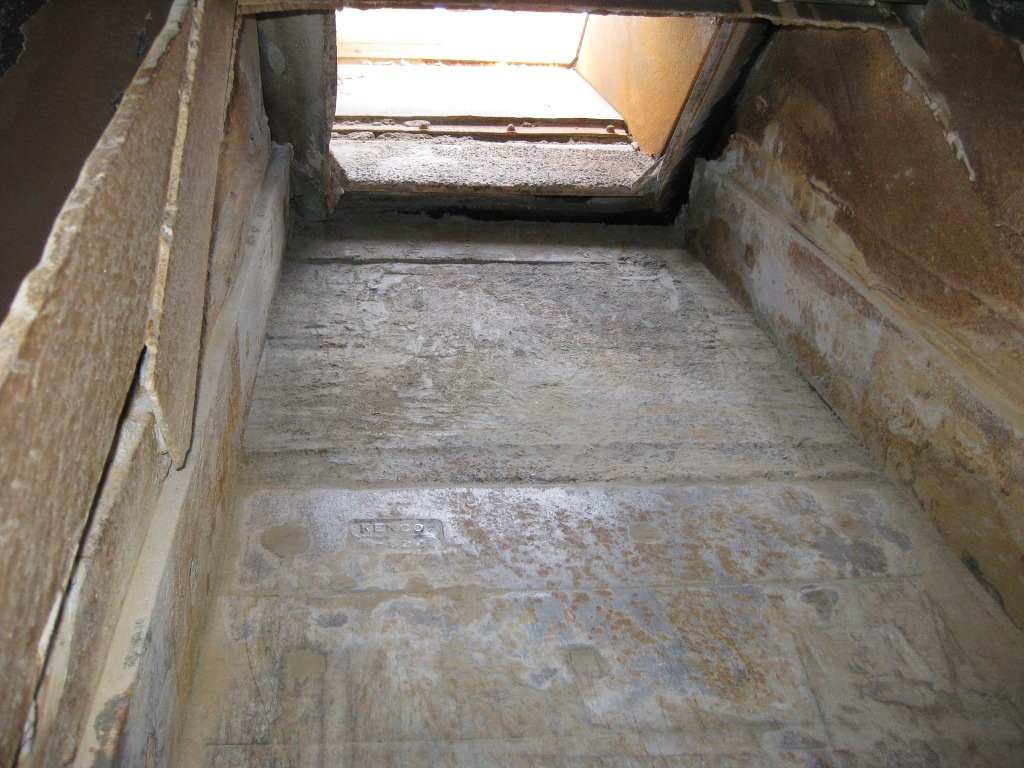Chute with Kenco Alloy-K wear plates in sliding abrasion zone; TCI plates in impact zone.